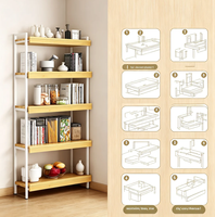 Housses pour étagères métalliques en bambou pour garde-manger, placard, cuisine, housses pour étagères métalliques en bois