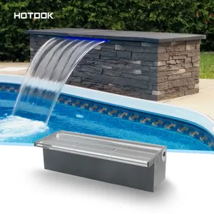 Hotake RGB RGB LED ışık özel Logo ticari kaskad havuzu şelale OEM hizalanmış akrilik yüzme süs bahçe süsleri