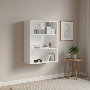 High Gloss White Engineered Wood <b>Wall</b> <b>Cabinet</b> 3 Shelves Modern Minimalist <b>Living</b> <b>Room</b> Furniture - Product Image 2