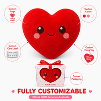 Coussin en peluche Cœur Rouge Romantique avec Joues Rosées et Sourire – Oreiller d'Amour pour Anniversaire, Cadeau pour Couple et Soirée Romantique