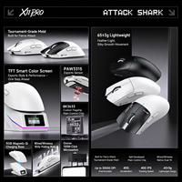 Mouse Gaming Nirkabel Tri Mode BT Attack Shark X11 PRO V2 30000DPI Sensor PAW3315 Layar TFT Charging Dock