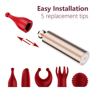 Bestseller Bullet Vibrator 10 Vibrationsstufen 5 Verschiedene Aufsätze ABS+Silikon Material Superkraft G-Punkt-Stimulation Mini - Product Image 3