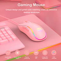 Mouse Gaming Onikuma CW907 OEM Pink Ringan, Mouse Optik RGB Berkabel dengan Logo Kustom untuk Laptop Gamer