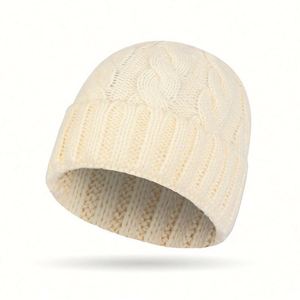 Winter New European American Solid Color Twist Ponytail Knit Beanie <b>Hat</b> Women Lady Fashion Warm Knitted <b>Hat</b> - Product Image 1