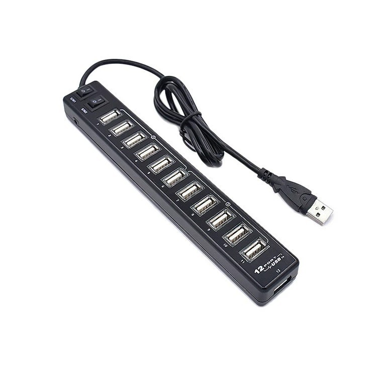 Black 12-port splitter with switch (black)