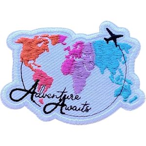 Patch brodé « L'aventure vous attend » de 3 pouces, thermocollant ou à coudre, pour sacs, tissus et feutre non tissé - Product Image 1