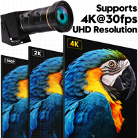Cámara Web ELP HD MI 4K para Transmisión en Vivo, H.264 H.265 4K 30FPS, Zoom 10X, Salida USB C HD MI, Cámara de Video para PC con Transmisión Simultánea para Inspección