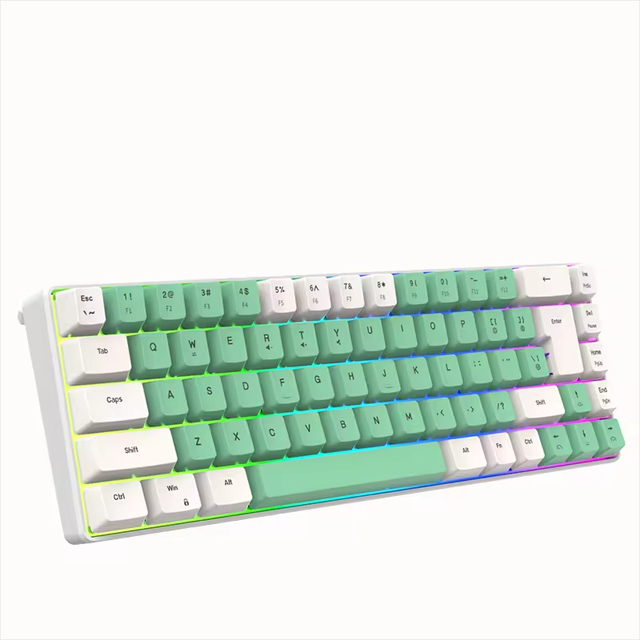 K701 60 Percent 68 Keys Mini Mechanical Keyboard USB Wired Key Line Separation Dual Color RGB Backlit Waterproof Gaming Keyboard