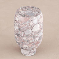 Table d'appoint en terrazzo de marbre rose naturel, table d'angle en pierre artistique pour salon, maison de rêve