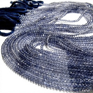 Cuentas de Iolita Natural de 2mm, Forma Rondelle, Microfacetadas, en Hilo de 13 Pulgadas de Largo - Product Image 1