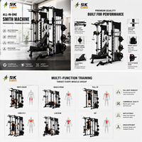 SK Máquina de entrenamiento multifuncional con cable, Barra Smith, Power Rack, Barra de dominadas, Módulo de banco, Estación de gimnasio, Conjunto de gimnasio comercial profesional