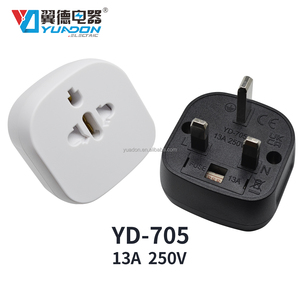 YD-705 Spina Elettrica Industriale a 3 Poli 13A 250V, Adattatore da <span class=keywords><strong>EU</strong></span>/US a UK con 2 Prese, Certificato CE - Product Image 4