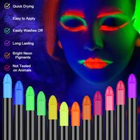 Peinture corporelle UV, 12 couleurs, crayons néon lavables, ensemble de peinture pour le visage, peinture corporelle, maquillage pour Halloween, carnaval