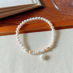 Pulsera Minimalista de Cuentas Sueltas de Citrino, Cuarzo Rosa y Jade, Pulsera de Perlas Naturales de Agua Dulce para Mujer - Product Image 3