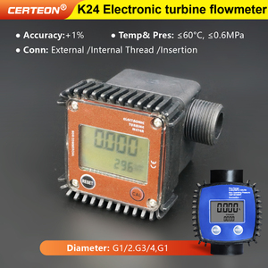 Débitmètre Numérique de Carburant PPS Compact ±1% Précision Alimenté par Batterie Turbine Filetée K24 Débitmètre - Product Image 2