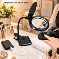 Lampe loupe à clipser compatible avec les batteries externes pour les extensions de cils et le travail en salon de beauté
