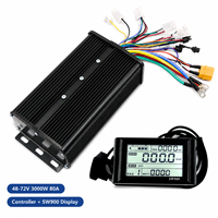 Kit Pengontrol Motor DC Tanpa Sikat 48V 60V 72V 3000W 80A dengan Layar LCD SW900 untuk Skuter Listrik, Sepeda Listrik, dan Sepeda Roda Tiga