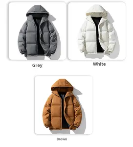 Parka d'hiver unisexe à col mandarin respirant, coupe droite, grande taille, fermeture éclair décontractée, épaisse et rembourrée, à capuche - Product Image 6