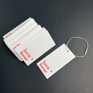 Cheap Wholesale Custom Printed White Clothing Tags with <b>Red</b> Logo - Matte <b>Paper</b> Hang Tagsfor Luggage Bags Clothes - Product Image 3
