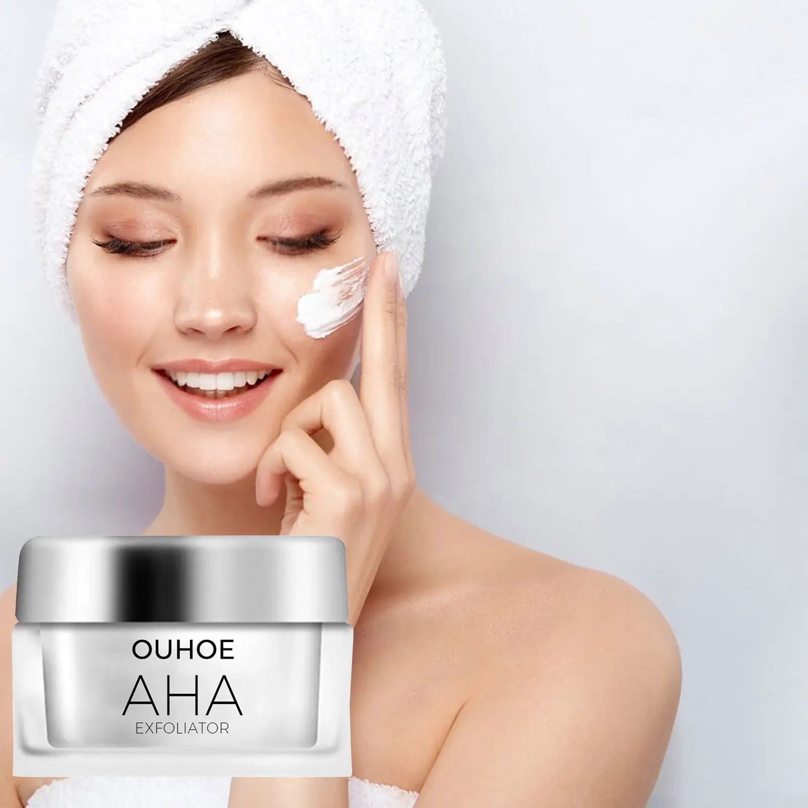 Ouhoe Aha trois en un crème exfoliante aux acides de fruits exfolie resserre les pores répare la crème pour le visage peau foncée et brillante 50g