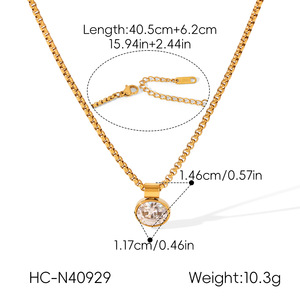 High Polished <b>Long</b> Lasting Color Gold Plated Stainless Steel <b>Necklace</b> Inlaid Zircon Pendant for Women - Product Image 6