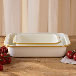 Bandeja esmaltada con logotipo personalizado, resistente al calor, vintage, <span class=keywords><strong>blanco</strong></span>, grado alimenticio, UE, 32cm - Product Image 5