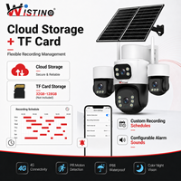Caméra solaire Wistino la plus vendue en septembre, 4 objectifs, carte SIM 4G, enregistrement de détection de mouvement 24/7, caméra AOV 4G