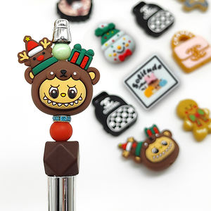 新作クリスマスフードグレード3Dシリコンビーズ子供用ボールペンルーズビーズアクセサリー3DシリコンビーズキーチェーンDIYビーズ - Product Image 3