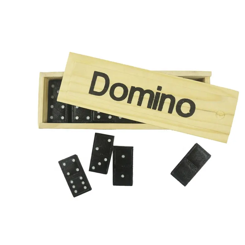 Automatique de dominos en bois pour enfants, jouet éducatif et créatif, ensemble de jeux de famille, avec boîte en bois