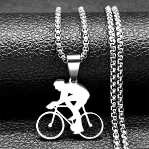 Bicicleta Equitação Ciclismo Homens Colar Figura Bike Rider Colar Esporte Jóias Presente Masculino Aço Inoxidável Cadeia Colar - Product Image 2