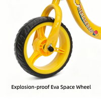 Vélo d'équilibre pour enfants avec cadre en acier jaune, logo personnalisé, siège réglable, fourni en gros
