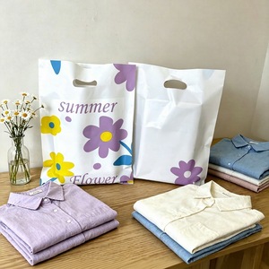 wholesale cute die cut handle plastic shopping bags heavy duty flower print bulk for small business <b>accessory</b> store packing - Product Image 1