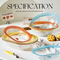China Creative Color Checked Handgemaakte Polypropyleen Licht Luxe Retro Yoghurtkom Dessert Fruit Vintage Plaid Platte Plaat Ins