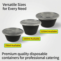 Bol rond en plastique PP de qualité alimentaire sans BPA, jetable et compatible micro-ondes, avec couvercle, conteneur transparent épaissi, taille personnalisée disponible
