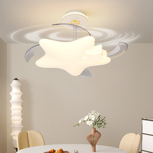 Plafonnier ventilateur LED moderne avec télécommande Base de salon maison intelligente forme ronde Design élégant - Product Image 5