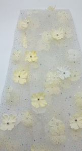 3 D Tissu en dentelle douce Fleur perlée Paillettes métalliques Tissu en maille pour robe jupe - Product Image 5