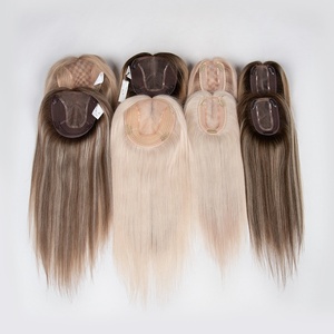 Topper capillaire à couverture complète 3x5 en dentelle mono, trame machine, nœuds invisibles, en stock, postiche à clipser en cheveux humains pour femmes - Product Image 3