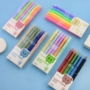 6 adet geri çekilebilir tıklama vuruntu ince fırça ucu sanat çizim sakin koyu şeker parlak Pastel renk su bazlı işaretleyici renk jel kalem - Product Image 1
