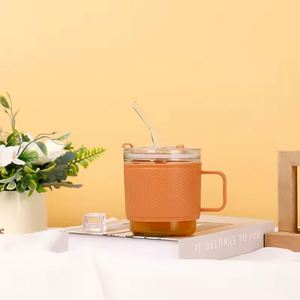 Hot <b>Sale</b> Modern Designed 350ml Premium Glass Cup with <b>Straw</b> Lid <b>for</b> Outdoor Activities - Product Image 2