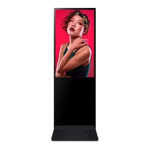 Reproductor de publicidad de señalización Digital de pie, pantalla táctil de tótem Android para interiores, quiosco Digital, pantalla de publicidad LCD negra