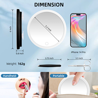 Miroir de Maquillage LED Rechargeable MLG avec Logo Personnalisé, Fixation Murale ou en Saillie, Haute Magnification, Concave 6 Pouces, 3 Ventouses