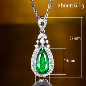 Collana con pendente a goccia in zircone verde smeraldo per donna, elegante catena a clavicola, gioielli alla moda - Product Image 3