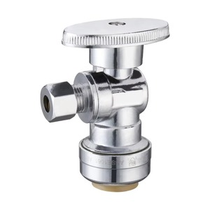 Robinet d'angle à compression Push Connect en laiton chromé, à commande par tête de poussée, à 1/4 de tour, pour plomberie - Product Image 3
