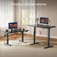 Bureau debout électrique moderne à hauteur réglable avec prises de courant et port USB-C, 47x24 pouces, 4 préréglages, structure stable en acier.