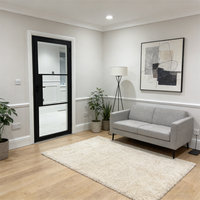 Porte en fer forgé noire à arche française pour extérieur/intérieur, portes en acier modernes imperméables avec fenêtre en verre