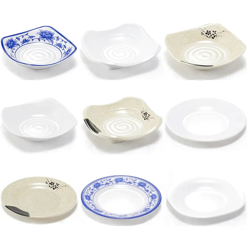 Piatti in melamina personalizzati per piatti quadrati in plastica infrangibili per ristoranti