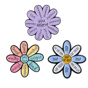 Broches de Esmalte con Frases Motivadoras de Flores de Margarita, Eres Amada Suficientemente, Broche de Solapa de Ropa con Diseño de Flores, Regalo para Amigos - Product Image 1