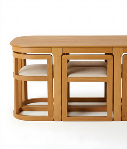 Juego de Mesa de Comedor Ovalada de Madera Maciza Moderna y Duradera para 6 Personas, Muebles de Comedor para Villa, Apartamento, Cocina - Product Image 2