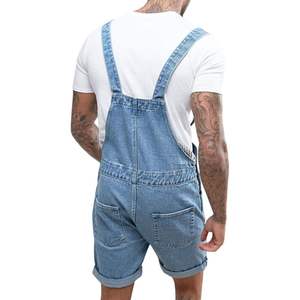 2025 <b>Men's</b> Denim Shorts Bib Overall Jean <b>Romper</b> Casual Loose Fit Walkshort Button Pockets Summer Jumpersuit Y2K Style Print - Product Image 2