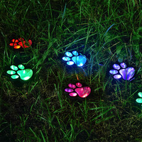 Lampes solaires LED de Noël pour l'extérieur, lumière blanc chaud, à commande par bouton, en forme de patte de chien ou de chat, lampe lumineuse en forme de griffe d'animal, décoration en plastique